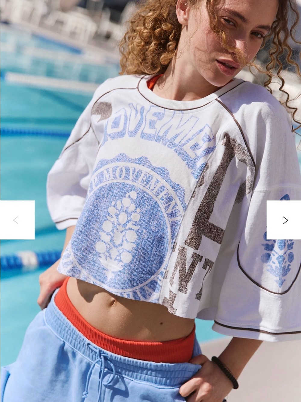 Free People White & Blue Graphic Crop Top - Picture 5 of 5